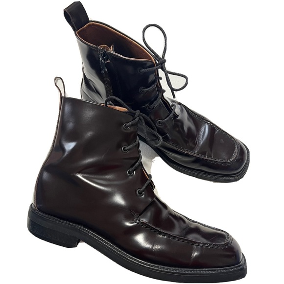 Gucci Other - Gucci Men’s size 10 leather combat ankle boots burgundy brown zip up